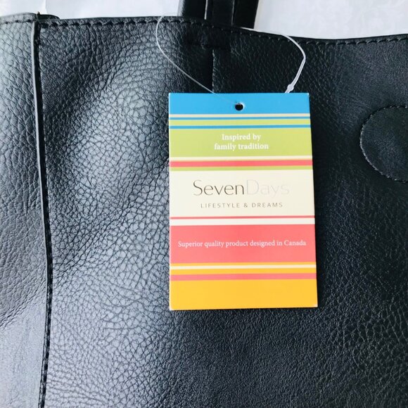 Seven Days Lifestyle and Dreams Large Shoulder bag Vegan Black 11” W x 15” H x 5 - Picture 7 of 7